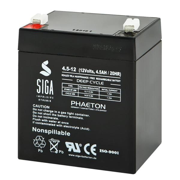 SIGA Phaeton AGM Deep Cycle Battery 4.5Ah 12V